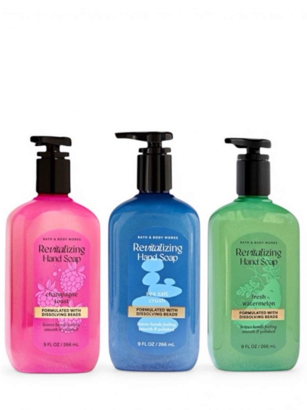 NEW Bath & Body Works 3-Pc REVITALIZING Gel Hand Soap Collection Bundle